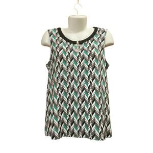 Christopher & Banks Women's Multicolor Geometric Sleeveless Blouse | Size M